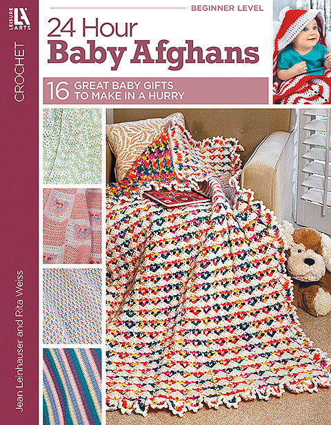 Crochet 24-Hour Baby Afghans Book by Jean Leinhauser and Rita Weiss; There was an older edition of the book which had a different cover. My review is for the older edition, but it appears that the newer edition's contents are the same.