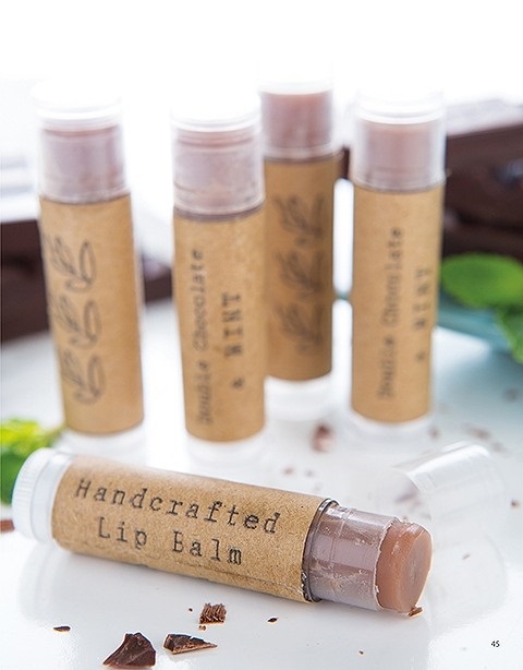 If you or someone you know needs new lip balm, consider making this luscious double chocolate mint lip balm using a recipe from Make & Give Home Apothecary by Stephanie Rose, published by Leisure Arts.