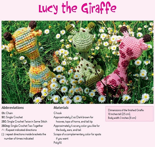 Lucy the Giraffe Amigurumi crochet pattern by Erin Clark