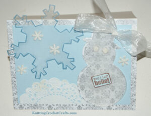 DIY Christmas Card With Snowflake, Snowman and Paper Lace Doily