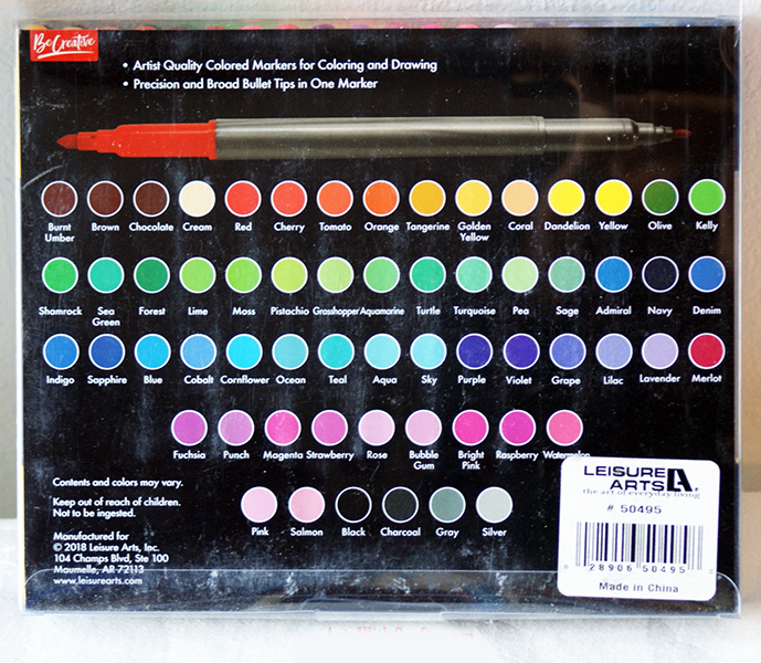 The Color Palette you get when you choose the 60 pack of Leisure Arts double-ended markers
