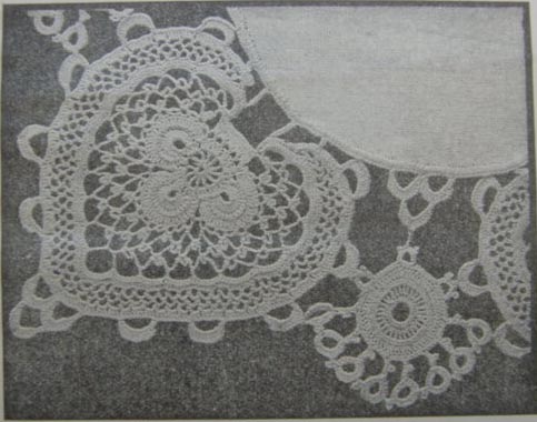 Detail Photo of Mary Card's Vintage Crochet Doily With Heart Shaped Motifs 