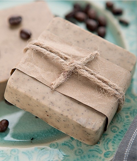 You'll find the recipe and step-by-step instructions for making this coffee latte soap in Make & Give Home Soap Making by Kimberly Layton, published by Leisure Arts.