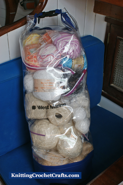 Yarn Organized in a Clear Sailor's Drybag