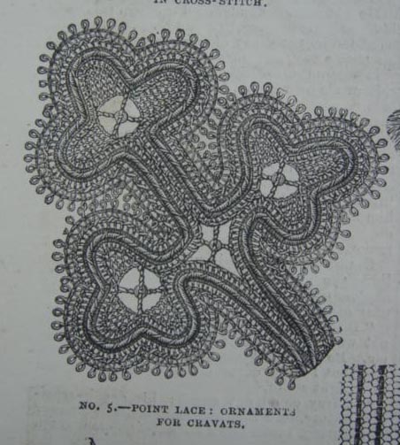 Vintage Illustration of Point Lace Ornaments for Cravats, from the Young Ladies' Illustrated Journal