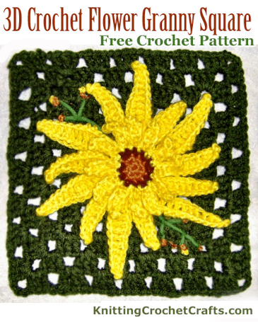 3D Crochet Flower Granny Square -- Free Crochet Pattern