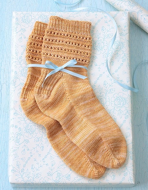 Eyelet Toe-Up Knit Sock Pattern from the book Knit Socks for Those You Love by Edie Eckman, published by Leisure Arts