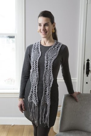 Hourglass Crochet Scarf Pattern Designed by Sharon Silverman for Delicate Crochet, published by Stackpole Books