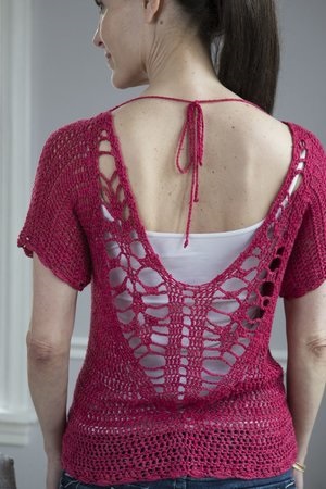 Low-Back crochet lace top designed by Kristin Omdahl. The crochet pattern for this gorgeous top is included in Delicate Crochet, published by Stackpole Books.