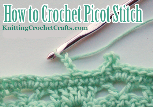 Picot Crochet Instructions -- When making a picot stitch in crochet, the first step is to work a group of chains. Chain 3 is the most usual method, but you can use more chains for a larger picot if you like.