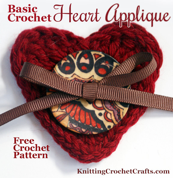 Basic Crochet Heart Applique -- Free Pattern