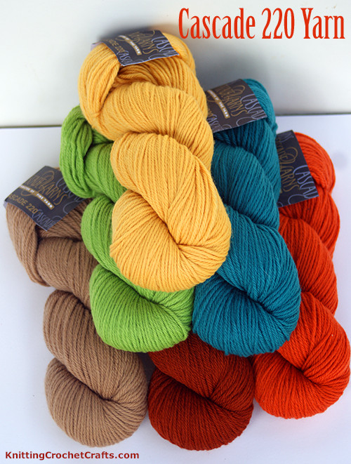 Here you can see some, but not nearly all, of the color line that is available for Cascade 220 worsted weight wool yarn. Cascade 220 is THE YARN I recommend for beginners to work with, because it is highly resilient, forgiving of mistakes, affordable and comes in an impressive range of colors.