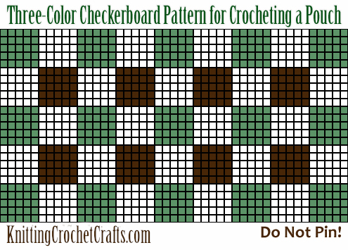 Three-Color Checkerboard Pattern for Crocheting a Pouch