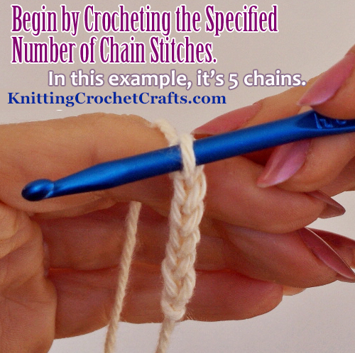 ch 5 -- Chain 5 -- Work 5 Chain Stitches in Crochet