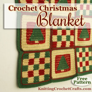 You use both crochet and cross stitch to create this festive blanket; first, you crochet the afghan squares, and then you use them instead of Aida fabric as your surface for cross stitching onto.