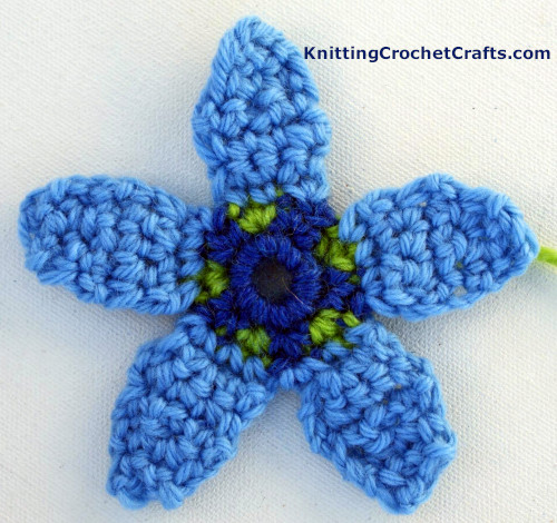 The Crochet Flower Applique Before Surface Crochet Details Have Been Added