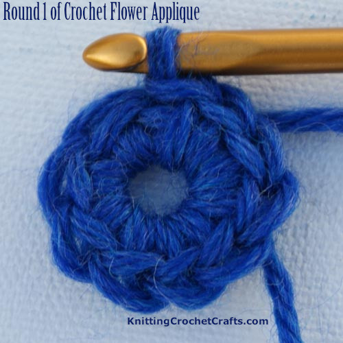 Round 1 of the Crochet Flower Applique