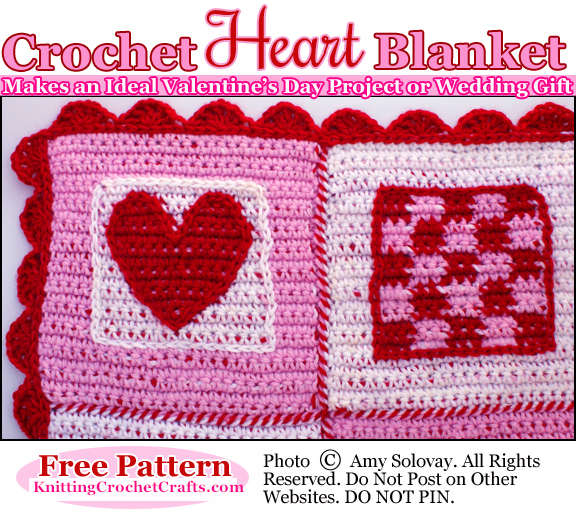 Crochet Heart Blanket -- Makes an Ideal Valentine's Day Project or Wedding Gift