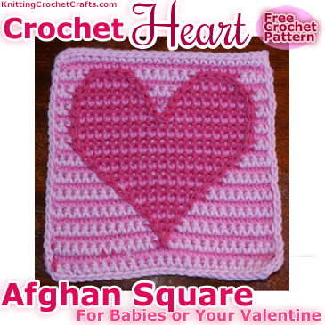 Striped Crochet Heart Afghan Square for Babies or Your Valentine