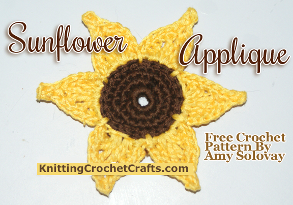 Crochet Sunflower Applique -- Free Pattern by Amy Solovay
