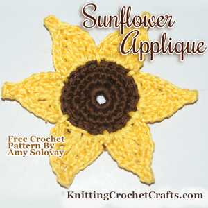 Crochet Sunflower Applique -- A Free Crochet Pattern by Amy Solovay