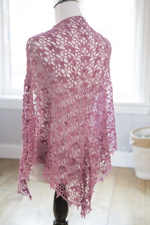 Damask rose crochet lace wrap pattern by Katya Novikova. The crochet pattern for this wrap is included in Delicate Crochet, published by Stackpole Books.