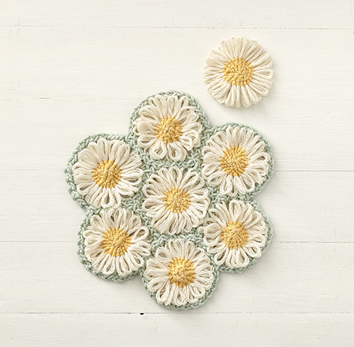 ‘Delightful Daisies’, from Crochet Loom Blooms by Haafner Linssen. Published by Interweave. Photographs courtesy of Haafner Linssen, Phil Wilkins and Nicki Dowey.