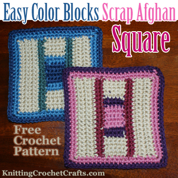 Easy Color Blocks Scrap Afghan Square -- Free Crochet Pattern