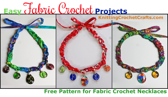 Easy Fabric Crochet Necklace - Free Tutorial and Pattern