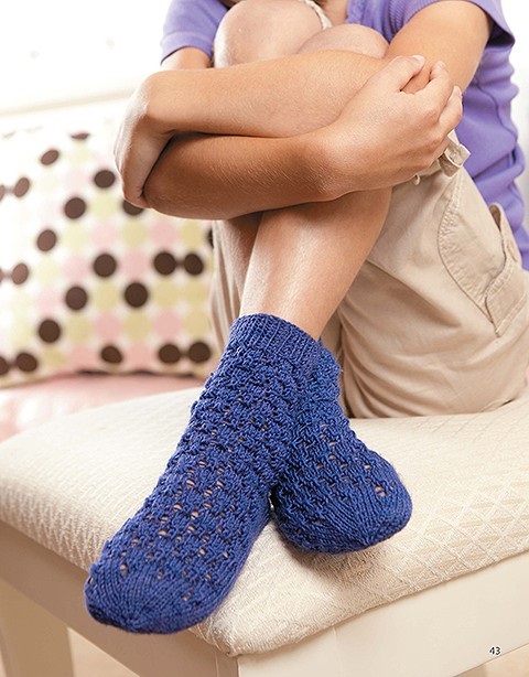 Eyelet Squares Child's Sock Knitting Pattern by Edie Eckman from the book Knit Socks for Those You Love, published by Leisure Arts