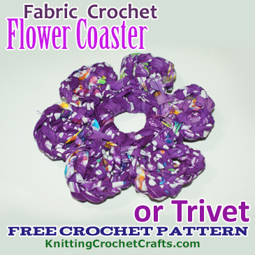 Fabric Crochet Flower Coasters or Trivet -- Free Crochet Pattern
