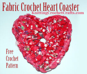 Fabric Crochet Heart Coaster or Trivet: Free Crochet Pattern