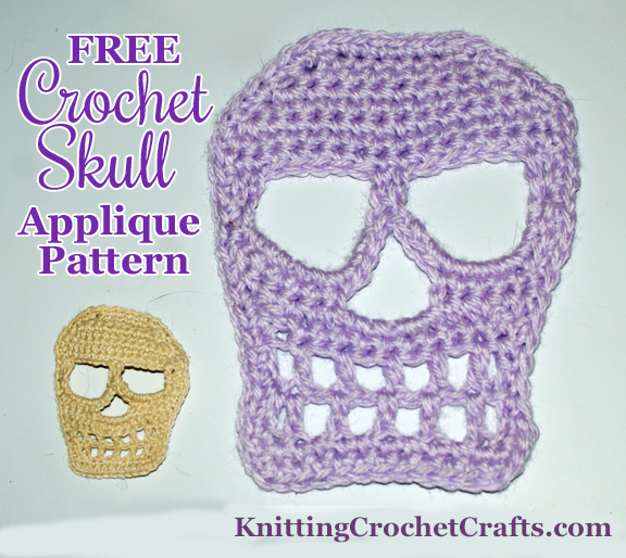 Free Crochet Skull Applique Pattern
