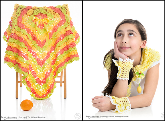 Girls' Spring Crochet Projects Designed by Alla Koval, Published in Imagical Seasons Crochet, Volume 1.