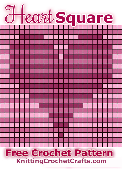 Free Crochet Pattern / Chart for Crocheting a Striped Heart Square