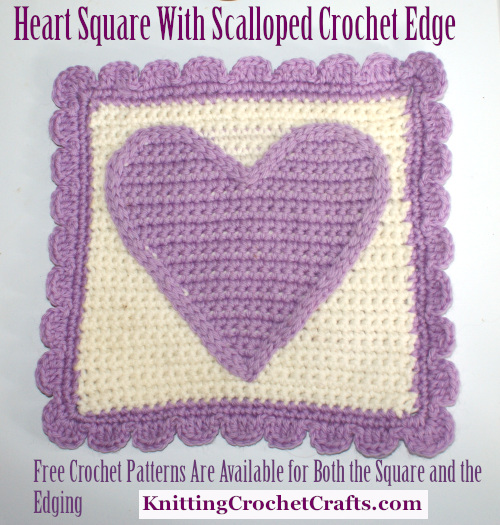 Heart Square With Scalloped Crochet Edge