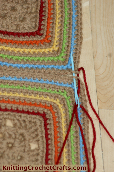 Insert your needle into the next set of loops to be stitched.