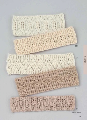 These are some of the edging patterns included in 250 Knitting Stitches: The Original Pattern Bible by Hitomi Shida, published by Tuttle Publishing.