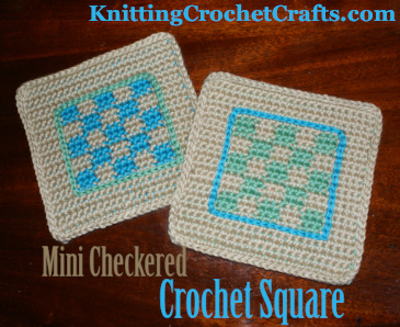 Crochet Squares With Mini Checkerboard Design From the Pattern Sampler Series