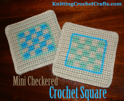 Crochet Squares With Mini Checkerboard Design From the Pattern Sampler Series