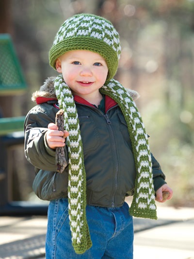 Mosaic Crochet Toddler Hat and Scarf set From the Book Hats, Scarves & Mittens for the Family, Published by Annie's Crochet