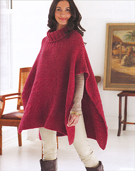 Moss Stitch Poncho Knitting Pattern, the Zigzag Poncho, from Rosemary Drysdale's Seed Stitch Knitting Book, Published by Sixth&Spring Books