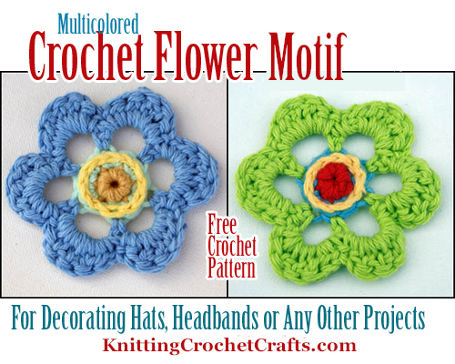 Multicolored Crochet Flower Motif -- Free Crochet Pattern