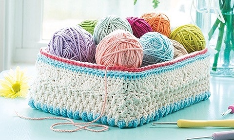 You'll find the pattern for crocheting this lovely and useful basket in the Overlay Crochet book by Kristi Simpson, published by Leisure Arts