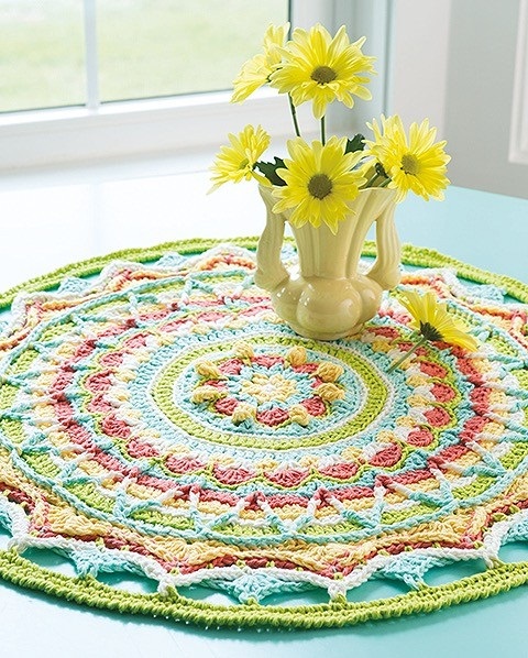 If you're in need of a new rug for any room in your home, you couldn't ask for a prettier rug than this one. Get the pattern for crocheting this colorful doily rug in Kristi Simpson's brand new book called Overlay Crochet, published by Leisure Arts.
