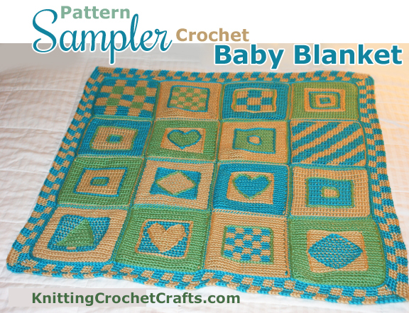 Pattern Sampler Crochet Baby Blanket, Which Incorporates This Mini Checkered Square Design.