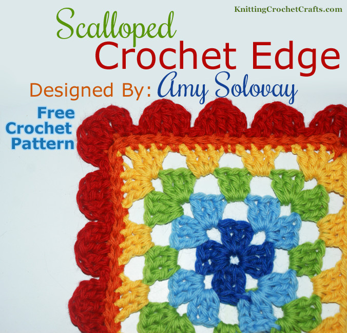 Scalloped Crochet Edge With Corner, Perfect for Finishing Blankets and Linens. Pictured on a Colorful Granny Square.