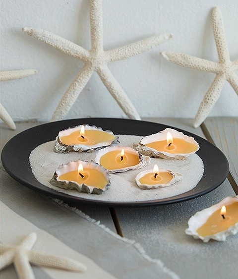  Learn how to make these delightful Seashell Tea Lights using instructions from <em>Home Candle Making</em> by Stephanie Rose. published by Leisure Arts.