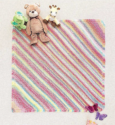 Simple Diagonal Knit Baby Blanket Pattern for Beginners -- This pattern is from the book Ice Cream Baby Afghans, published by Leisure Arts