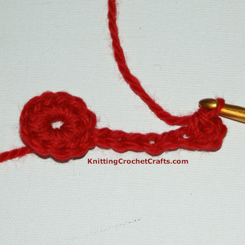 Single crochet in the 4th chain from your crochet hook.
